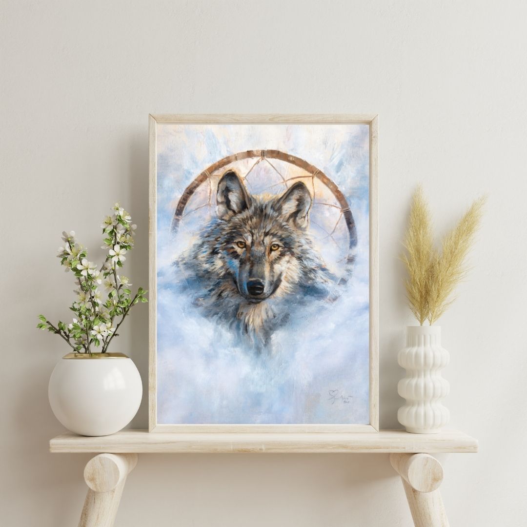 Susi voimaeläin juliste, villieläintaide, susitaide, susimaalaus, unisieppari