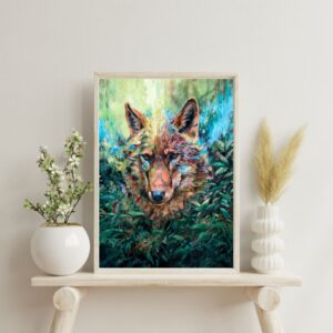 Susi-abstrakti-villielain-taide-maalaus-oljyvarimaalaus-taidejuliste. Taitelija Joni Aikio. Voimaeläin