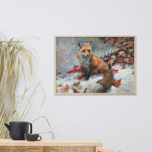 Kettu-villielain-taide-maalaus-oljyvarimaalaus-taidejuliste. Taitelija Joni Aikio. Voimaeläin