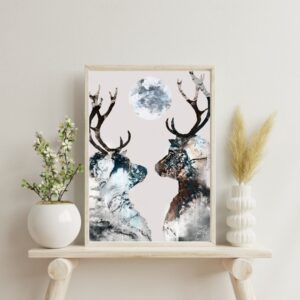 Poro-villielain-taide-maalaus-oljyvarimaalaus-taidejuliste. Taiteilija Joni Aikio