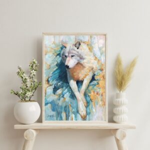 Susi-abstrakti-villielain-taide-maalaus-oljyvarimaalaus-taidejuliste. Taitelija Joni Aikio. Voimaeläin